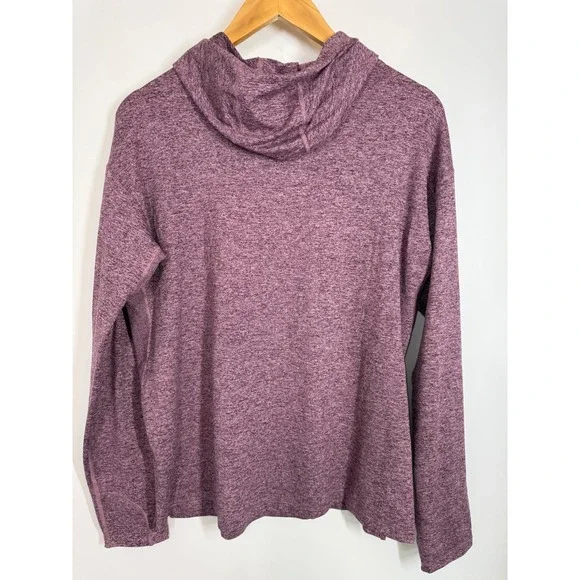 Athleta Uptempo II Hoodie Long Sleeve Heathered Purple Shirt Size M Athletic Top - Picture 8 of 10
